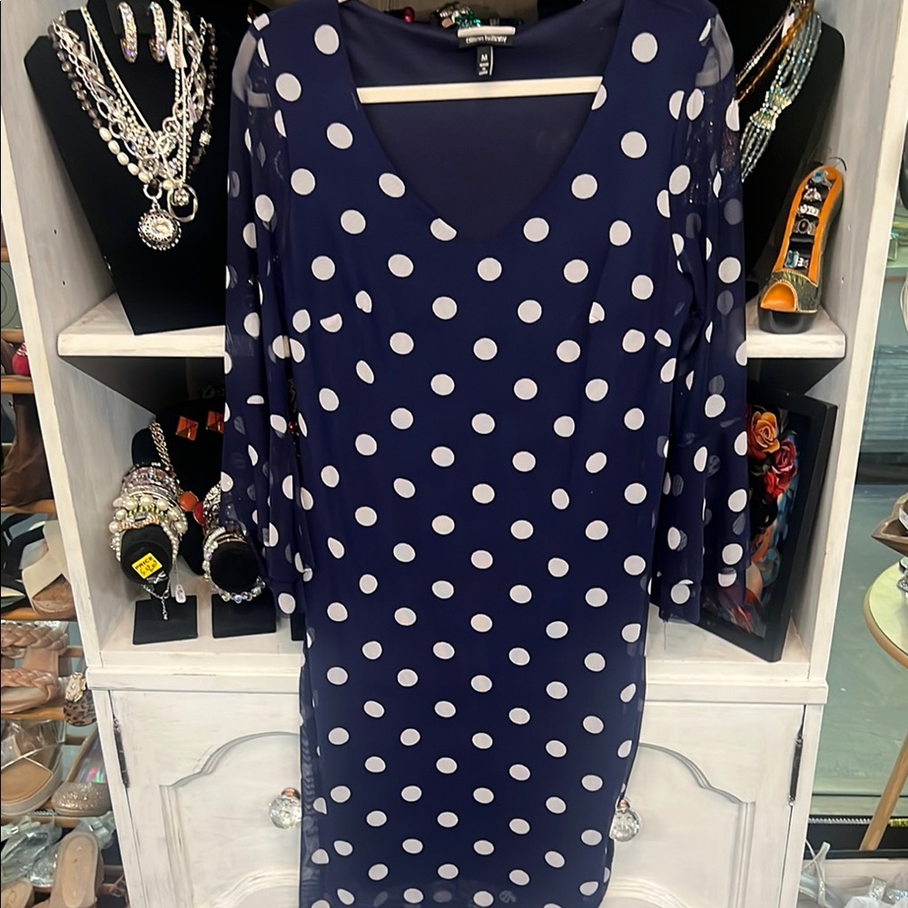 Navy Polka Dot Dress